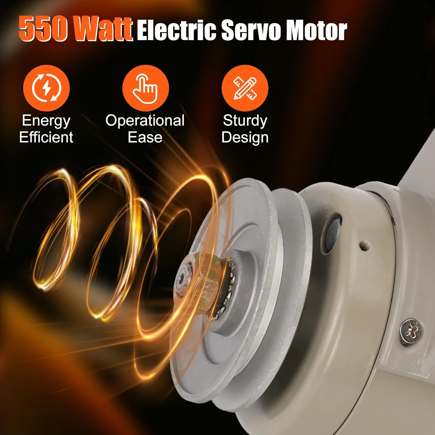 Sewing Machine Servo Motor, 550W Electric Servo Motor, AC110V, 3/4HP, 3450RPM，Industrial Servo Motor with Carbon Brush, Energy Efficient, Quiet Operation, Instructions