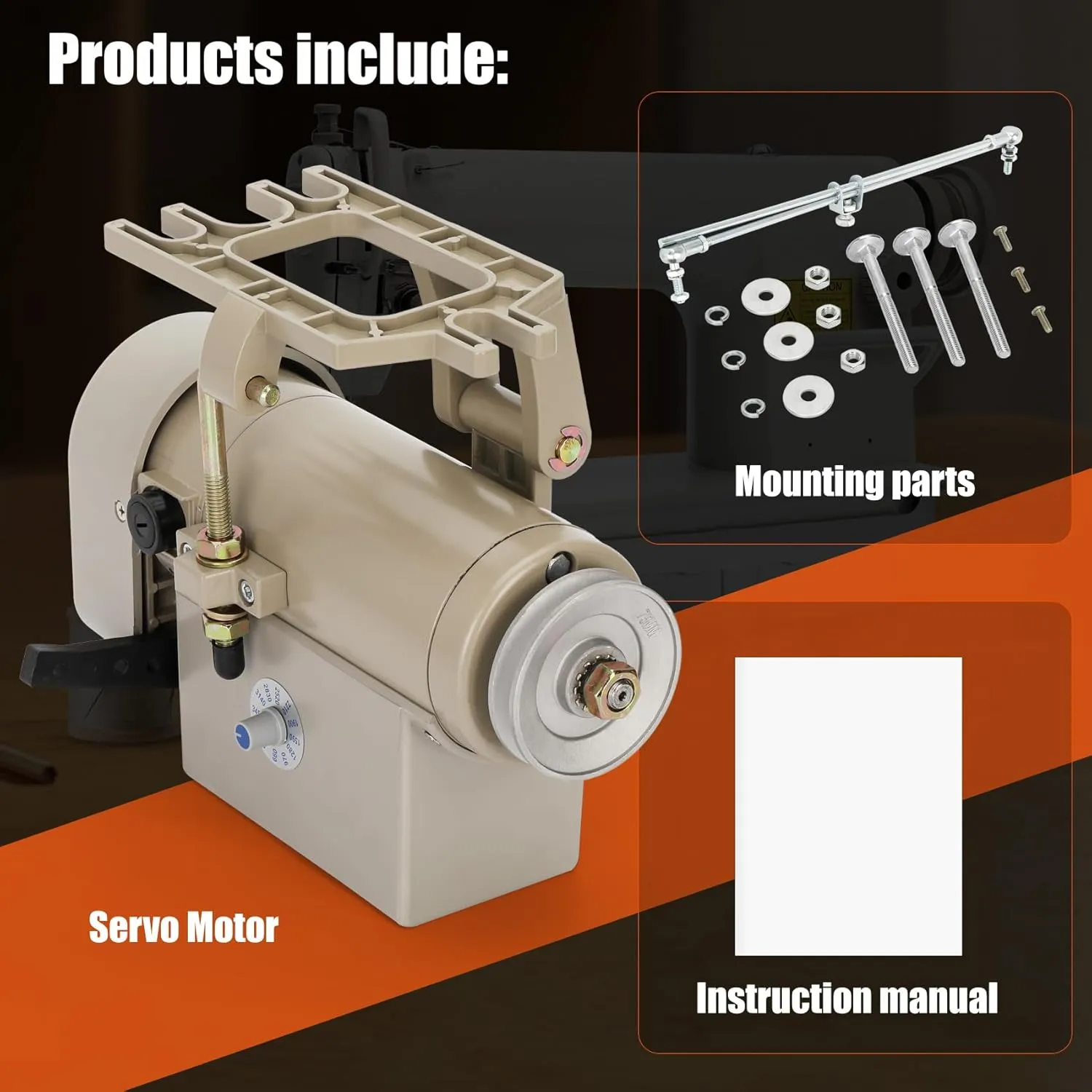 Sewing Machine Servo Motor, 550W Electric Servo Motor, AC110V, 3/4HP, 3450RPM，Industrial Servo Motor with Carbon Brush, Energy Efficient, Quiet Operation, Instructions