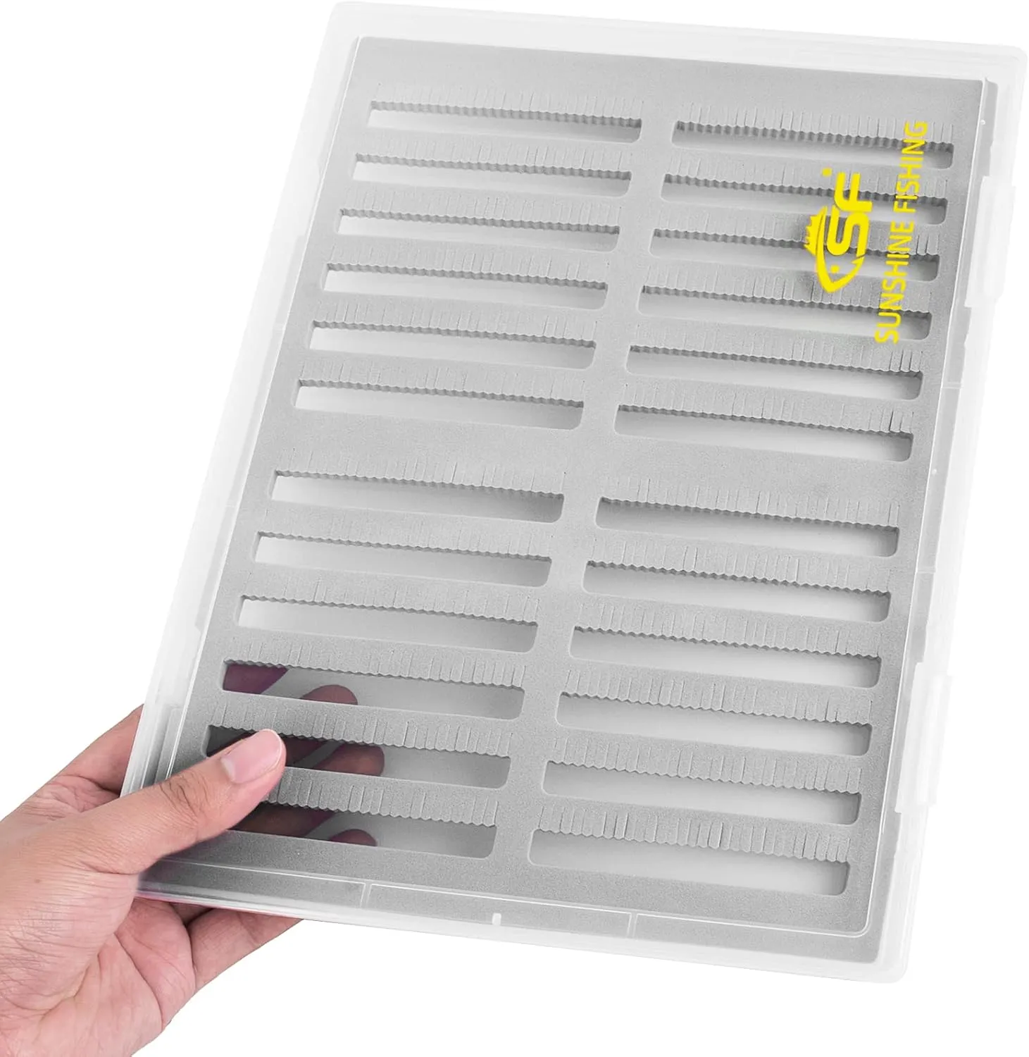 SF 2pcs Collection Fly Boxes Clear Fly Fishing Box A4 Extra Large Capacity Slit Foam Fishing Competition Hook Tackle Boxes