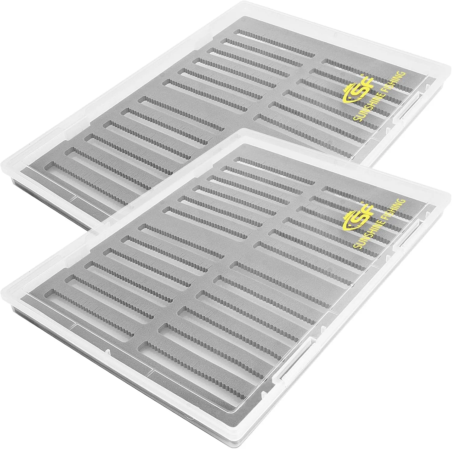 SF 2pcs Collection Fly Boxes Clear Fly Fishing Box A4 Extra Large Capacity Slit Foam Fishing Competition Hook Tackle Boxes