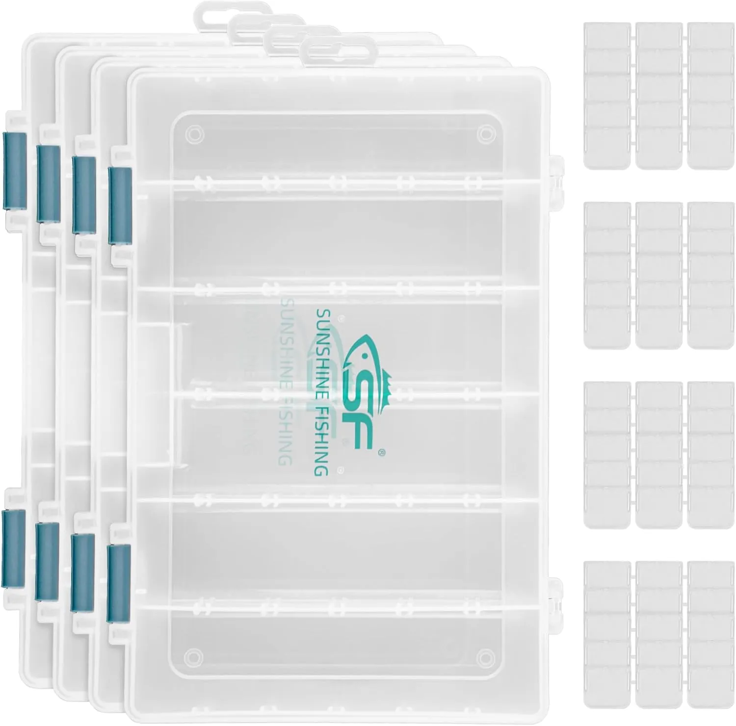 SF Tackle Box 3600 Plastic Tackle Trays Fishing Tackle Box Storage Organizer with Removable Dividers Lure Boxes Terminal Tackle Storage