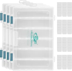 SF Tackle Box 3600 Plastic Tackle Trays Fishing Tackle Box Storage Organizer with Removable Dividers Lure Boxes Terminal Tackle Storage