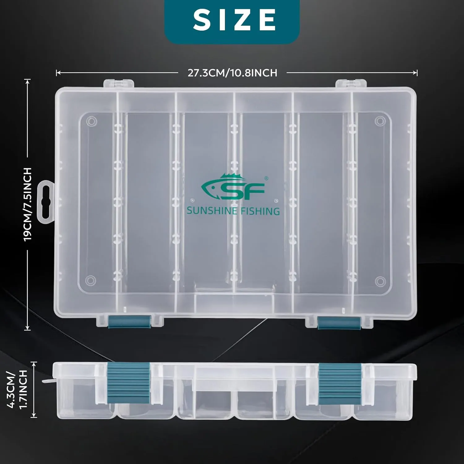 SF Tackle Box 3600 Plastic Tackle Trays Fishing Tackle Box Storage Organizer with Removable Dividers Lure Boxes Terminal Tackle Storage