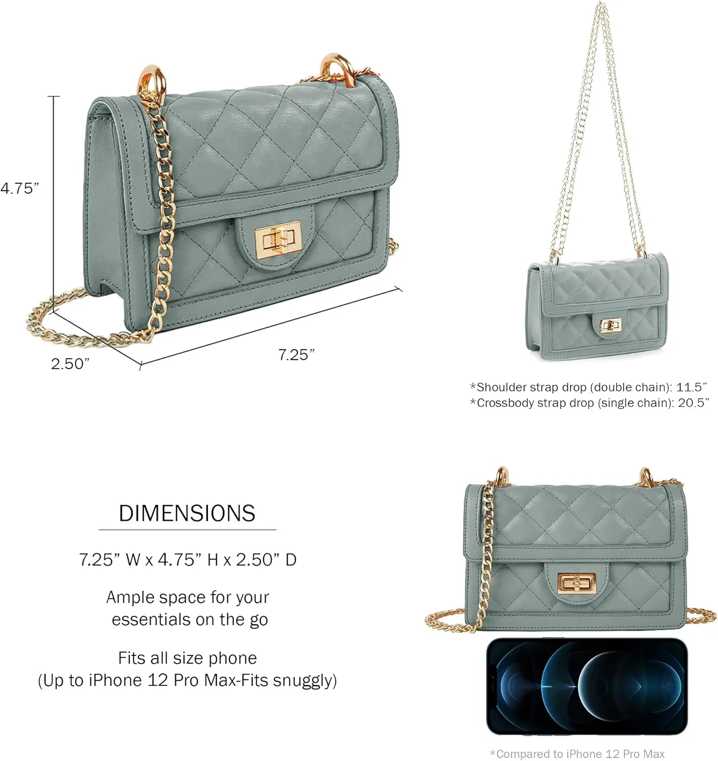 SG SUGU Small Quilted Crossbody Bag, Trendy Designer Mini Shoulder Bag, Phone Wallet Purse for Women
