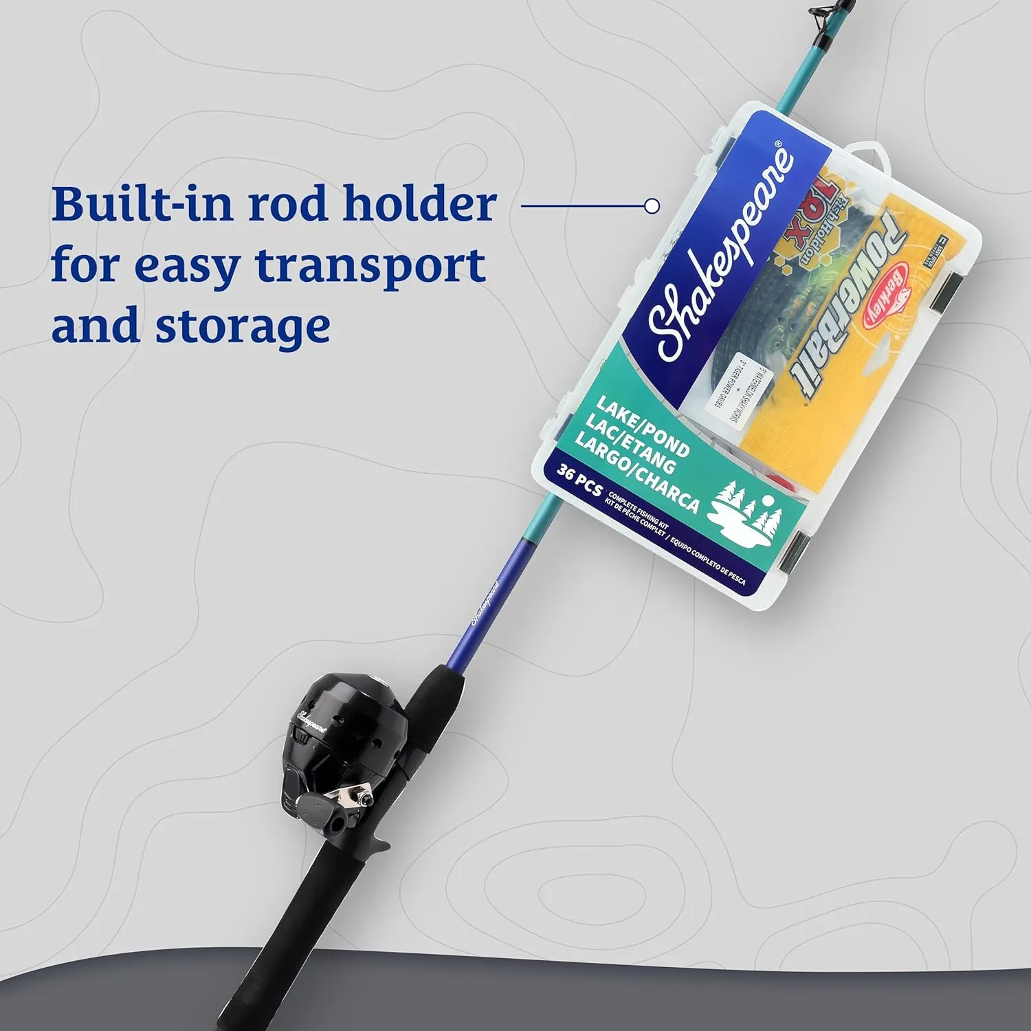 Shakespeare Catch More Fish Spincast Reel and Fishing Rod Combo with Kit