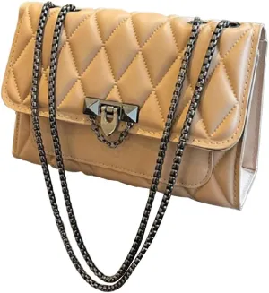 SHENHE Women's Quilted Leather Shoulder Bag Buckled Clutch Purse Small Crossbody Bags with Chain