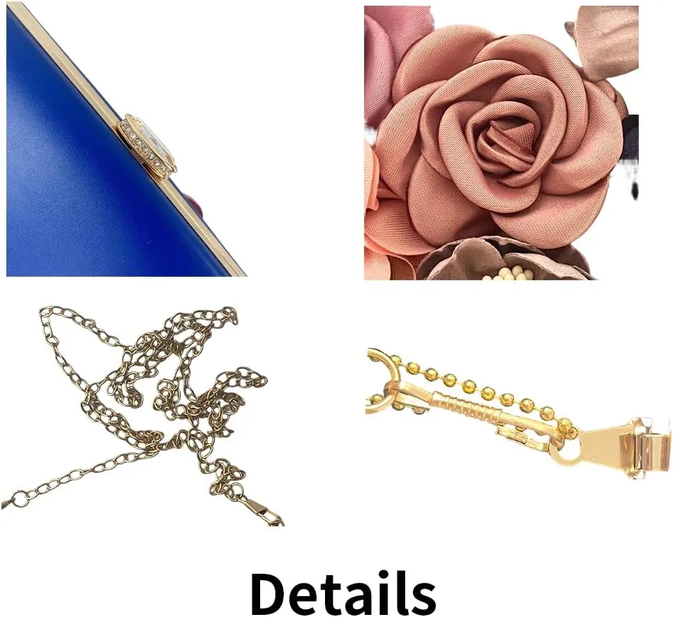 Shiiriin Women's 3D Floral Pearl Clutch Purse perfect for Bridal, Wedding, evening and Parties