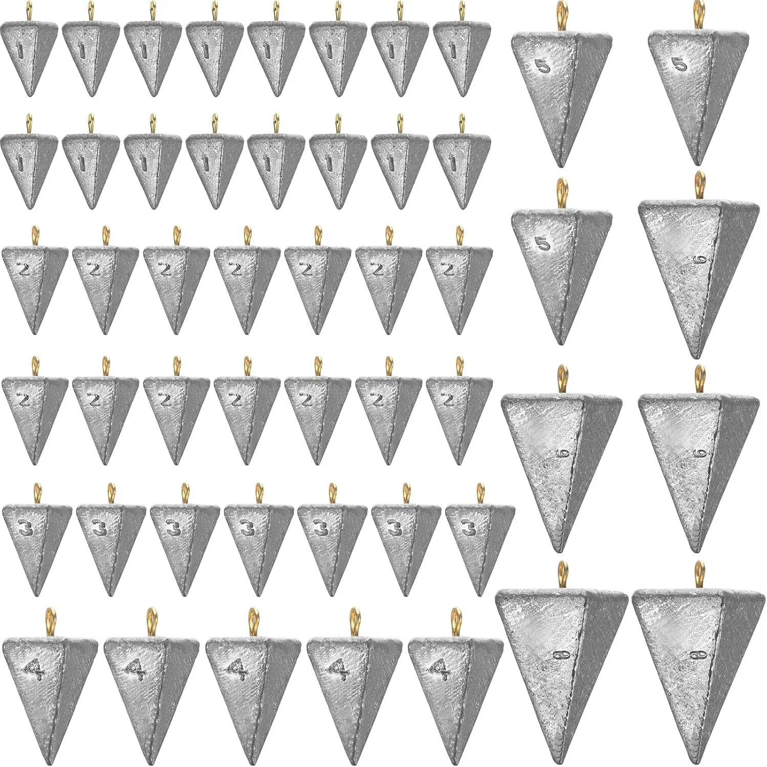 Shimeyao 18 Pieces Pyramid Fishing Weights Sinkers Triangle Fishing Sinkers Rig Pyramid Sinkers for Ocean Saltwater Surf Bass Fishing Casting Gear Tackle