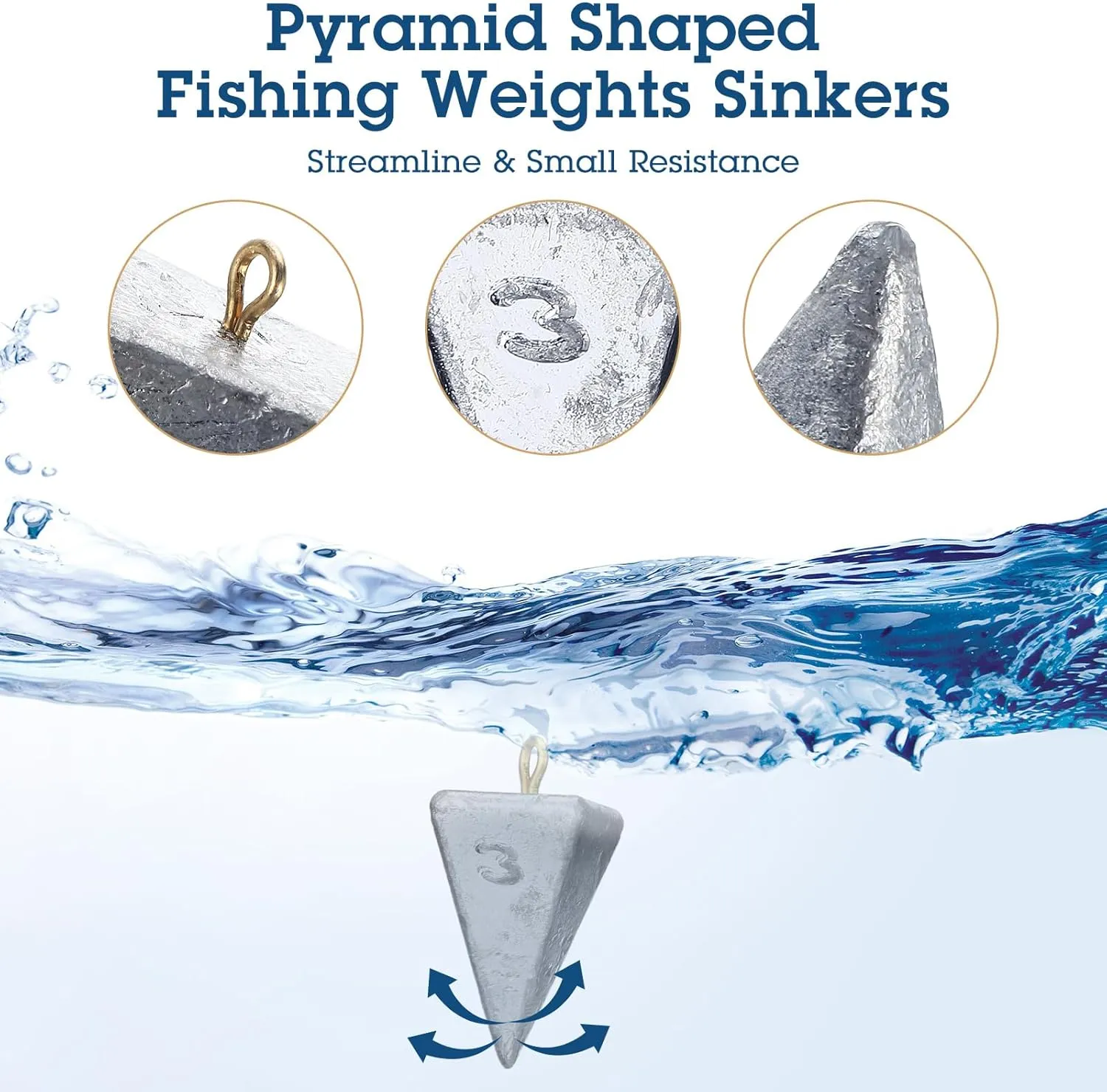 Shimeyao 18 Pieces Pyramid Fishing Weights Sinkers Triangle Fishing Sinkers Rig Pyramid Sinkers for Ocean Saltwater Surf Bass Fishing Casting Gear Tackle