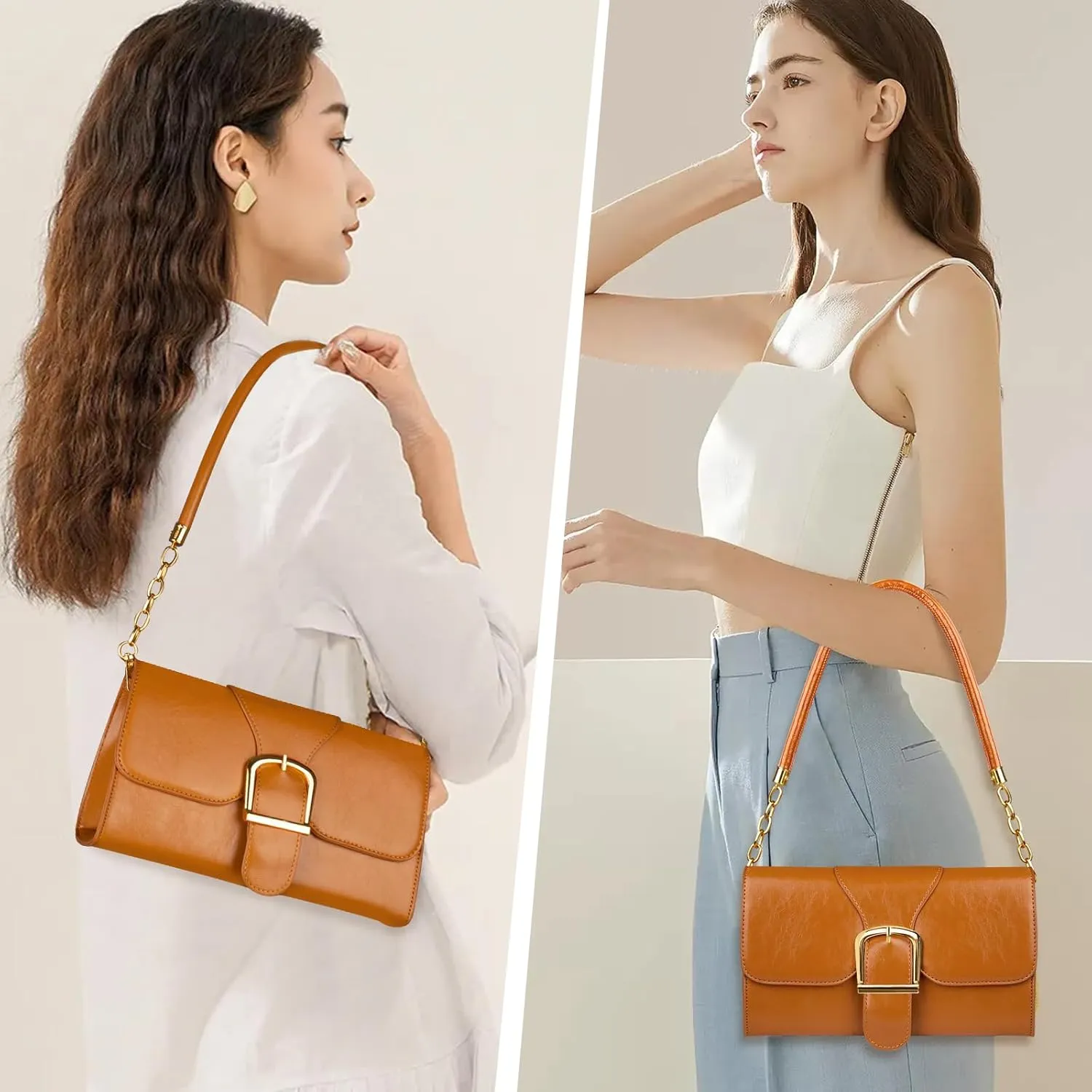 Shoulder Bag for Women, Cute Soft PU Leather Small Purse Handbags, Trendy Underarm Bag Tote Clutch Purses for Women