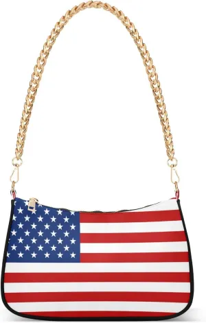 Shoulder Bags for Women American US Flag Independence Day Patriotic Hobo Tote Handbag Small Clutch Purse with Zipper Closure