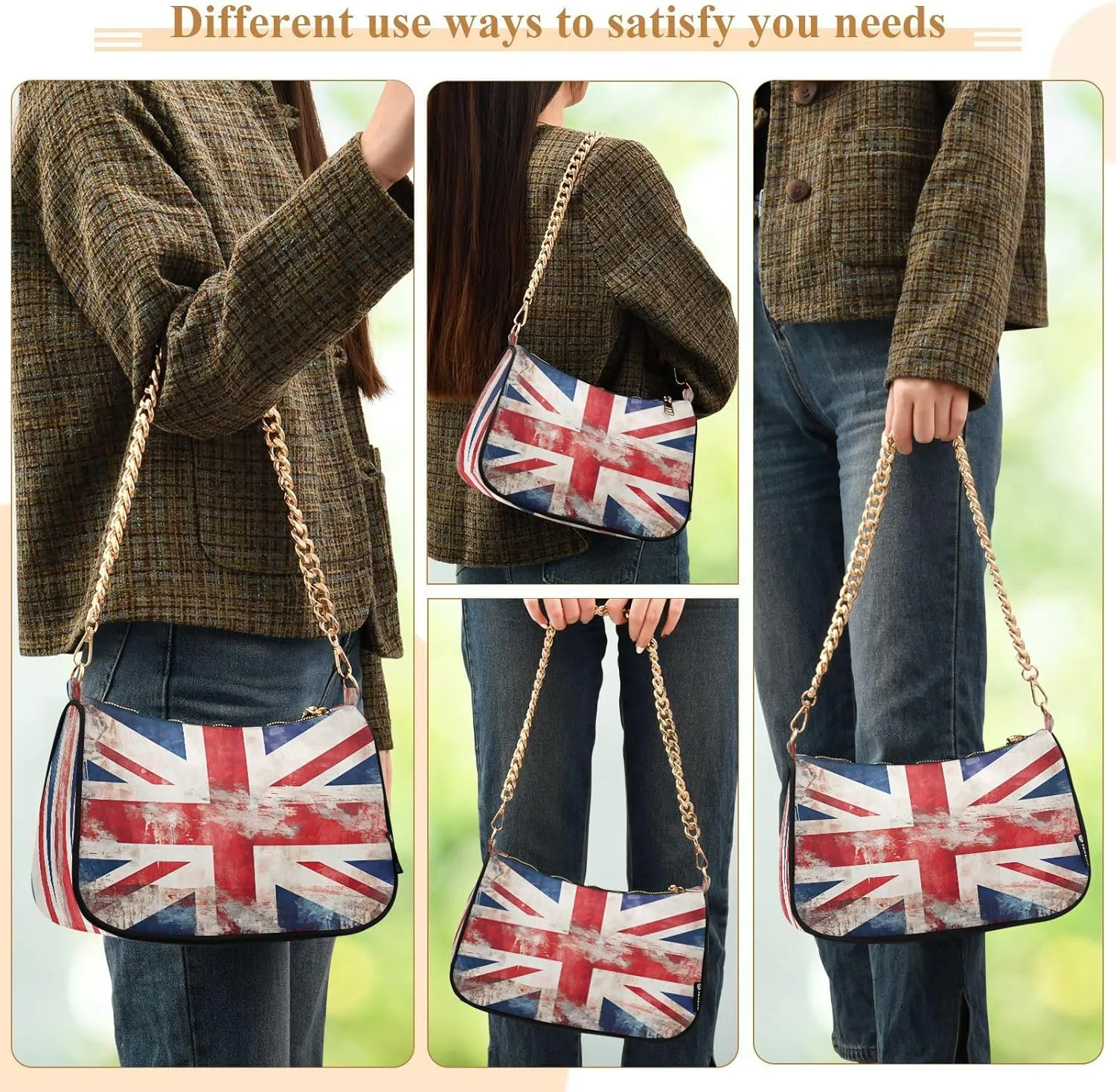 Shoulder Bags for Women American US Flag Independence Day Patriotic Hobo Tote Handbag Small Clutch Purse with Zipper Closure