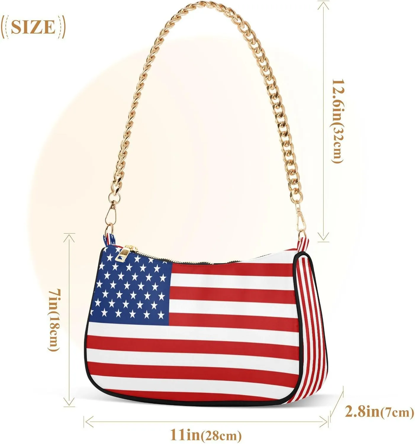 Shoulder Bags for Women American US Flag Independence Day Patriotic Hobo Tote Handbag Small Clutch Purse with Zipper Closure
