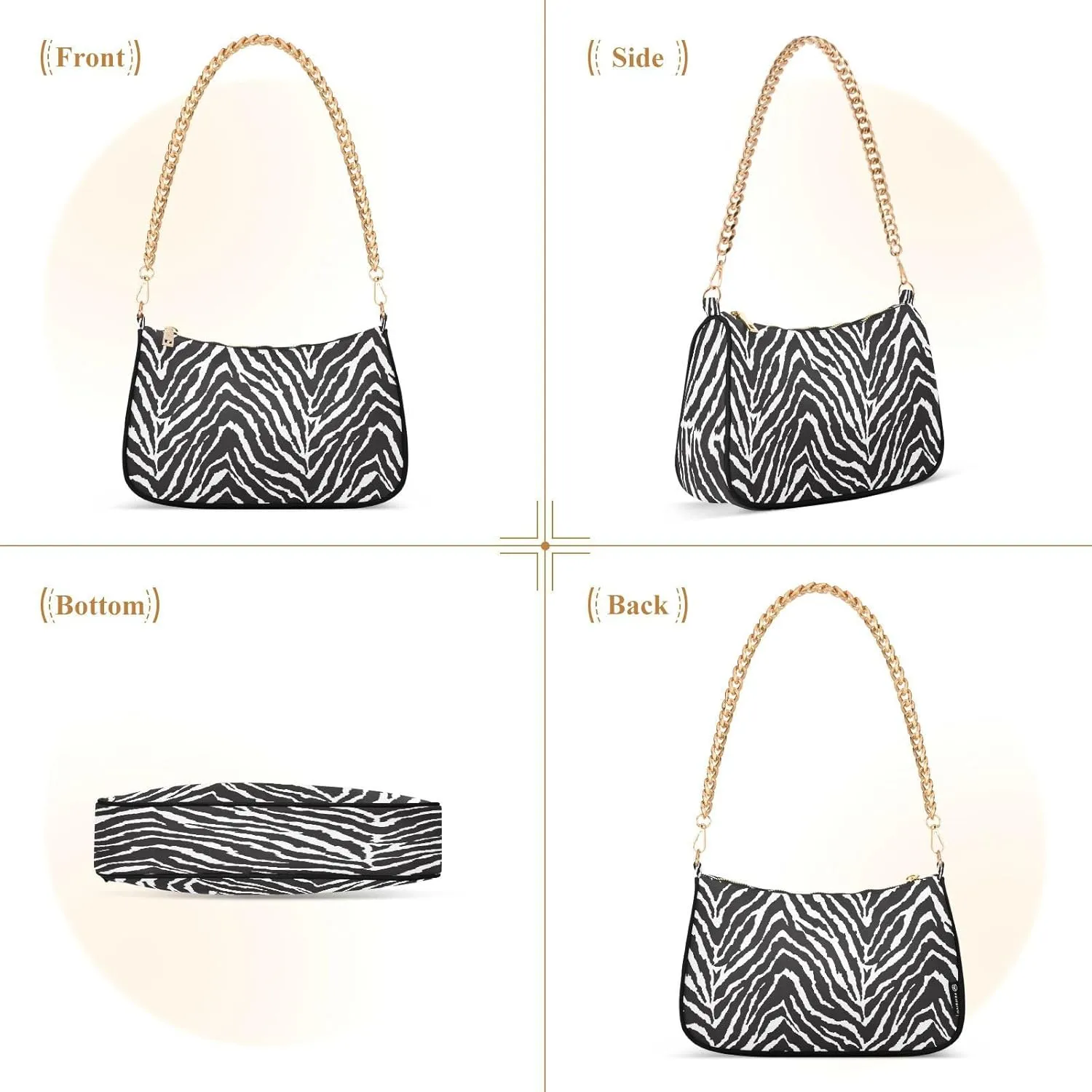 Shoulder Bags for Women Animal Zebra Leopard Cheetah Tiger Print Hobo Tote Handbag Small Clutch Purse with Zipper Closure