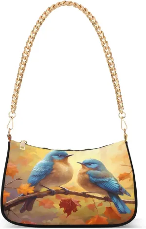 Shoulder Bags for Women Autumn Pumpkins and Fall Leaves Hobo Tote Handbag Small Clutch Purse with Zipper Closure
