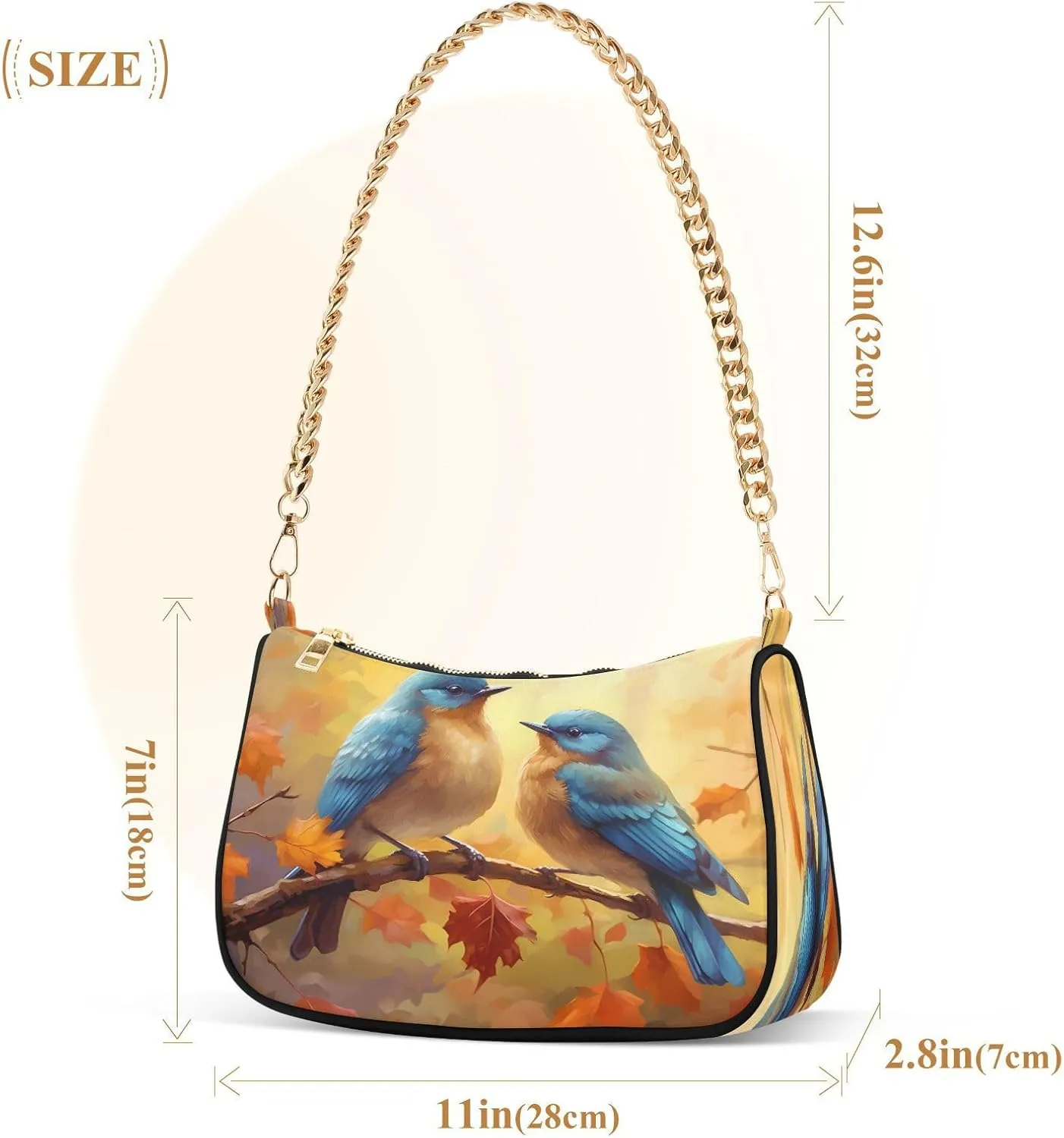 Shoulder Bags for Women Autumn Pumpkins and Fall Leaves Hobo Tote Handbag Small Clutch Purse with Zipper Closure
