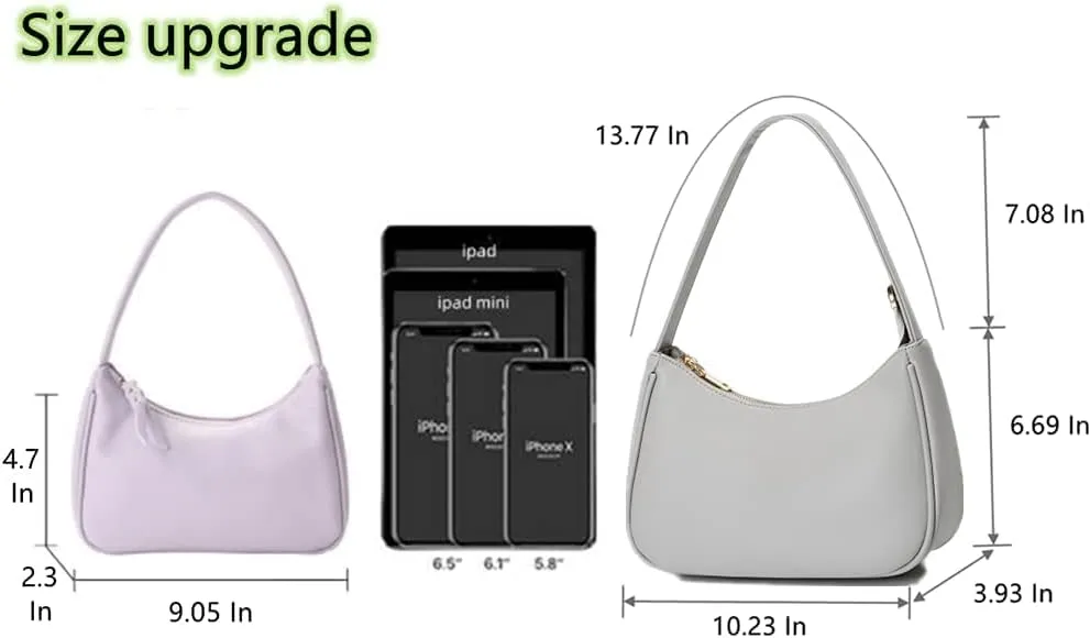 Shoulder Bags for Women, Cute Hobo Tote Handbag Mini Clutch Purse with Zipper Closure
