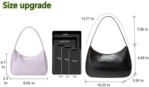 Shoulder Bags for Women, Cute Hobo Tote Handbag Mini Clutch Purse with Zipper Closure