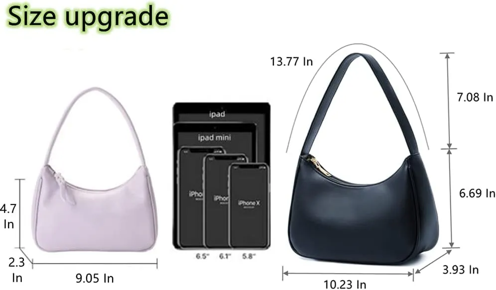 Shoulder Bags for Women, Cute Hobo Tote Handbag Mini Clutch Purse with Zipper Closure