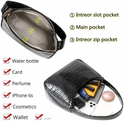 Shoulder Bags for Women, Cute Hobo Tote Handbag Mini Clutch Purse with Zipper Closure
