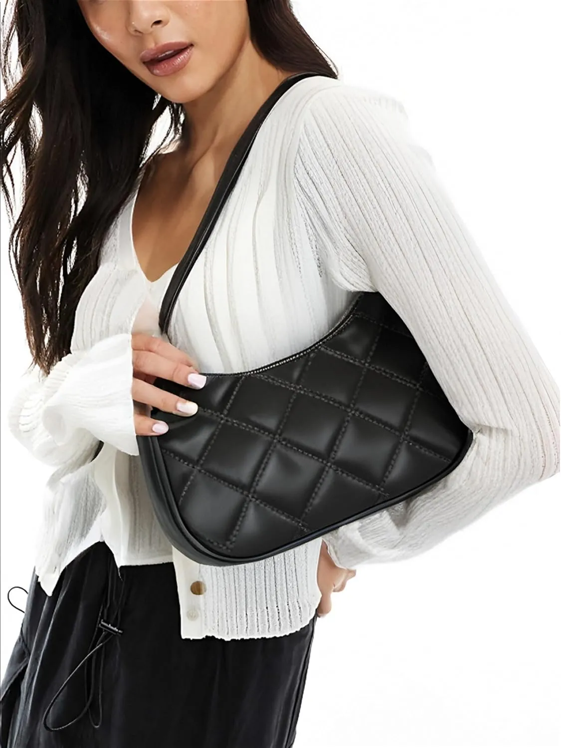 Shoulder Bags for Women, Cute Hobo Tote Handbag Mini Clutch Purse with Zipper Closure