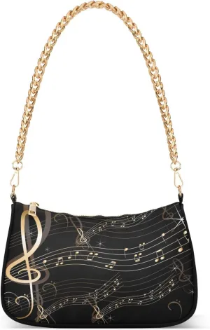 Shoulder Bags for Women Music Notes Piano Hobo Tote Handbag Small Clutch Purse with Zipper Closure