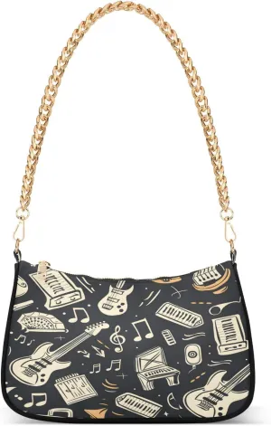 Shoulder Bags for Women Music Notes Piano Hobo Tote Handbag Small Clutch Purse with Zipper Closure