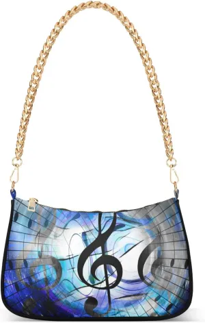 Shoulder Bags for Women Music Notes Piano Hobo Tote Handbag Small Clutch Purse with Zipper Closure
