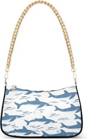 Shoulder Bags for Women Shark Hobo Tote Handbag Small Clutch Purse with Zipper Closure