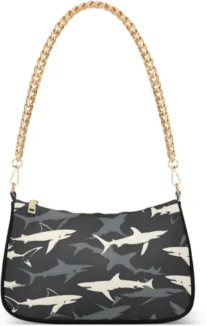 Shoulder Bags for Women Shark Hobo Tote Handbag Small Clutch Purse with Zipper Closure