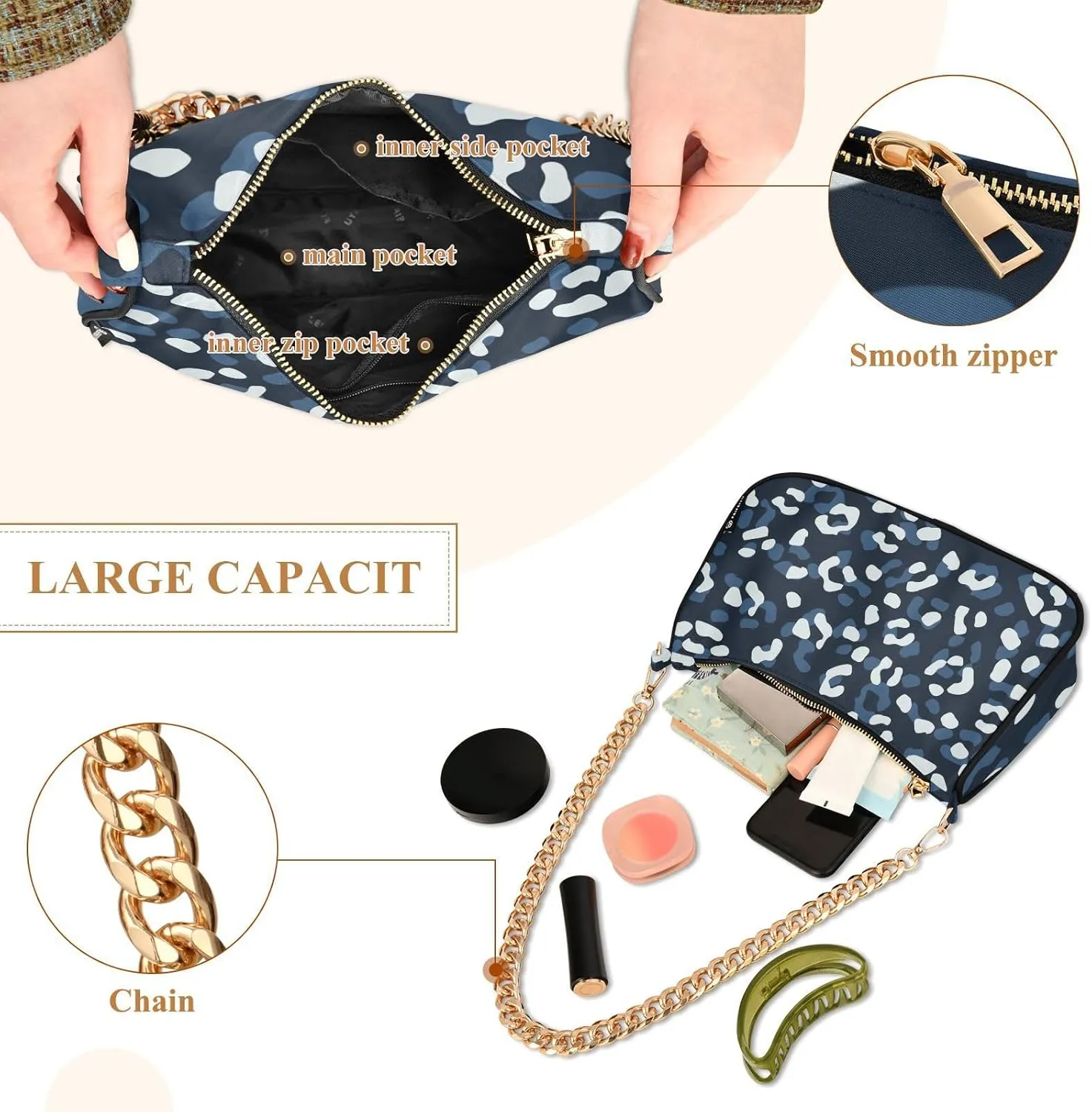 Shoulder Bags for Women Small Clutch Purse with Zipper Closure can Hold a Cell Phone, Lipstick Multicolor 1