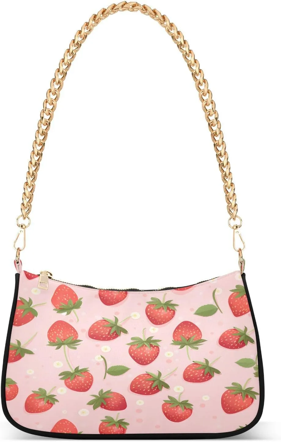 Shoulder Bags for Women Strawberry Hobo Tote Handbag Small Clutch Purse with Zipper Closure