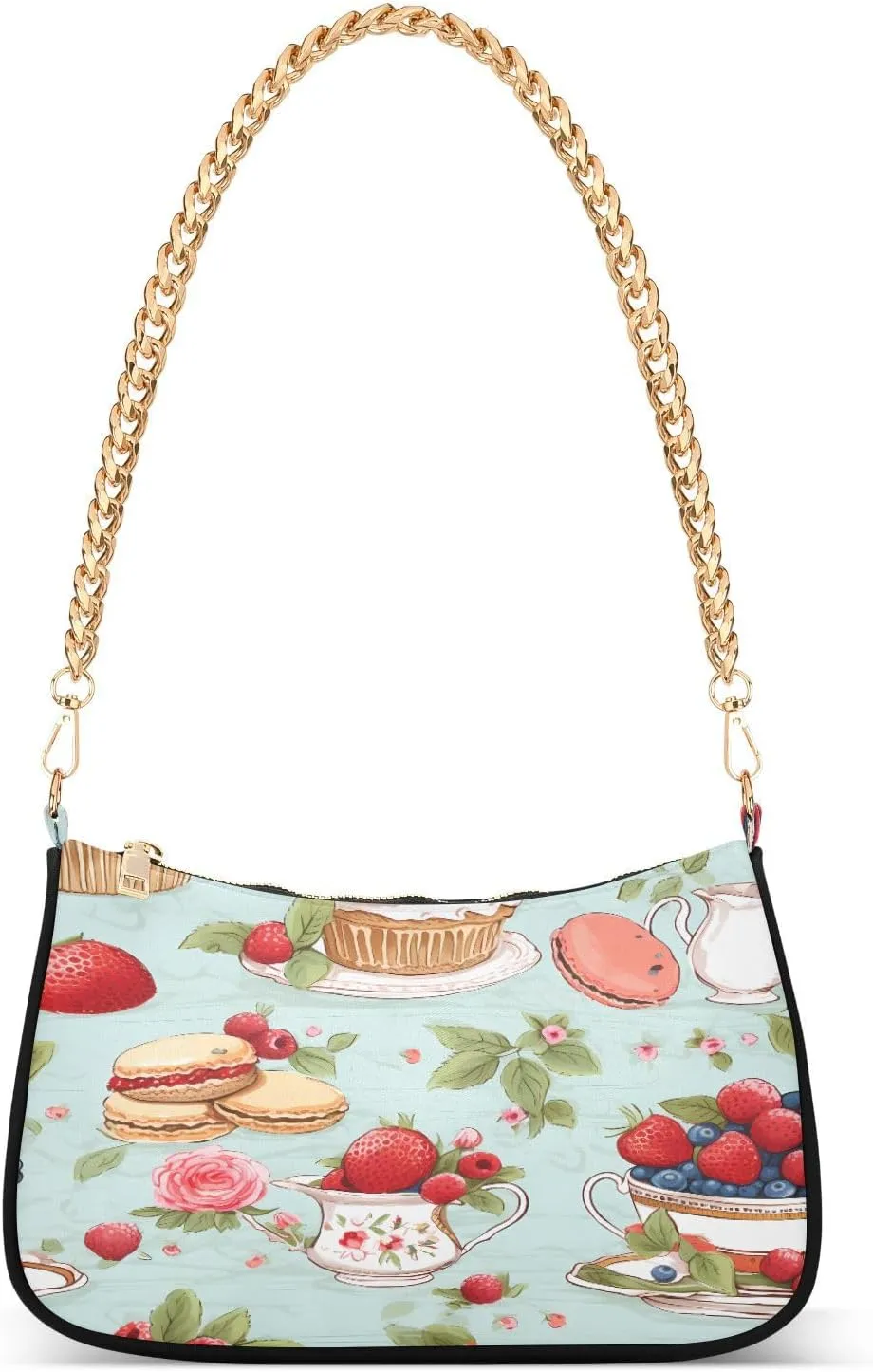 Shoulder Bags for Women Strawberry Hobo Tote Handbag Small Clutch Purse with Zipper Closure