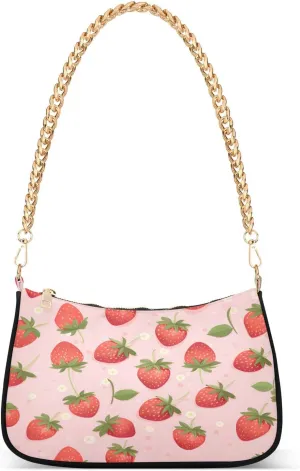 Shoulder Bags for Women Strawberry Hobo Tote Handbag Small Clutch Purse with Zipper Closure
