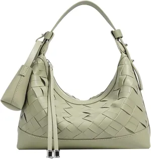 Shoulder Bags for Women Woven Leather Crossbody Bags Clutch Hobo Handbag Trendy Crescent Bag Work Travel Daily