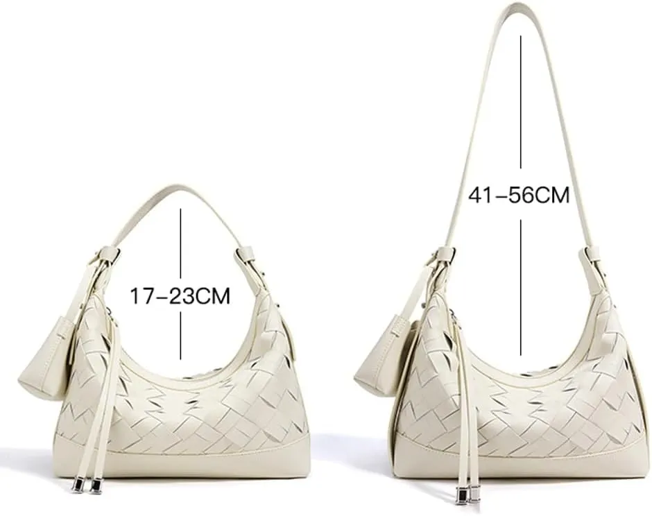 Shoulder Bags for Women Woven Leather Crossbody Bags Clutch Hobo Handbag Trendy Crescent Bag Work Travel Daily
