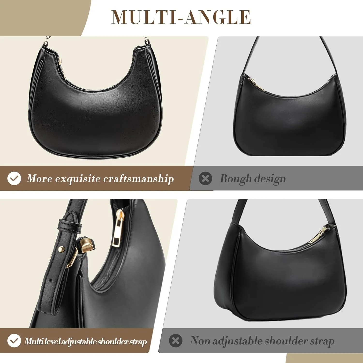 Shoulder Bags for Women,Classic Cute Hobo Tote Handbag Mini Clutch Purse with Zipper Closure