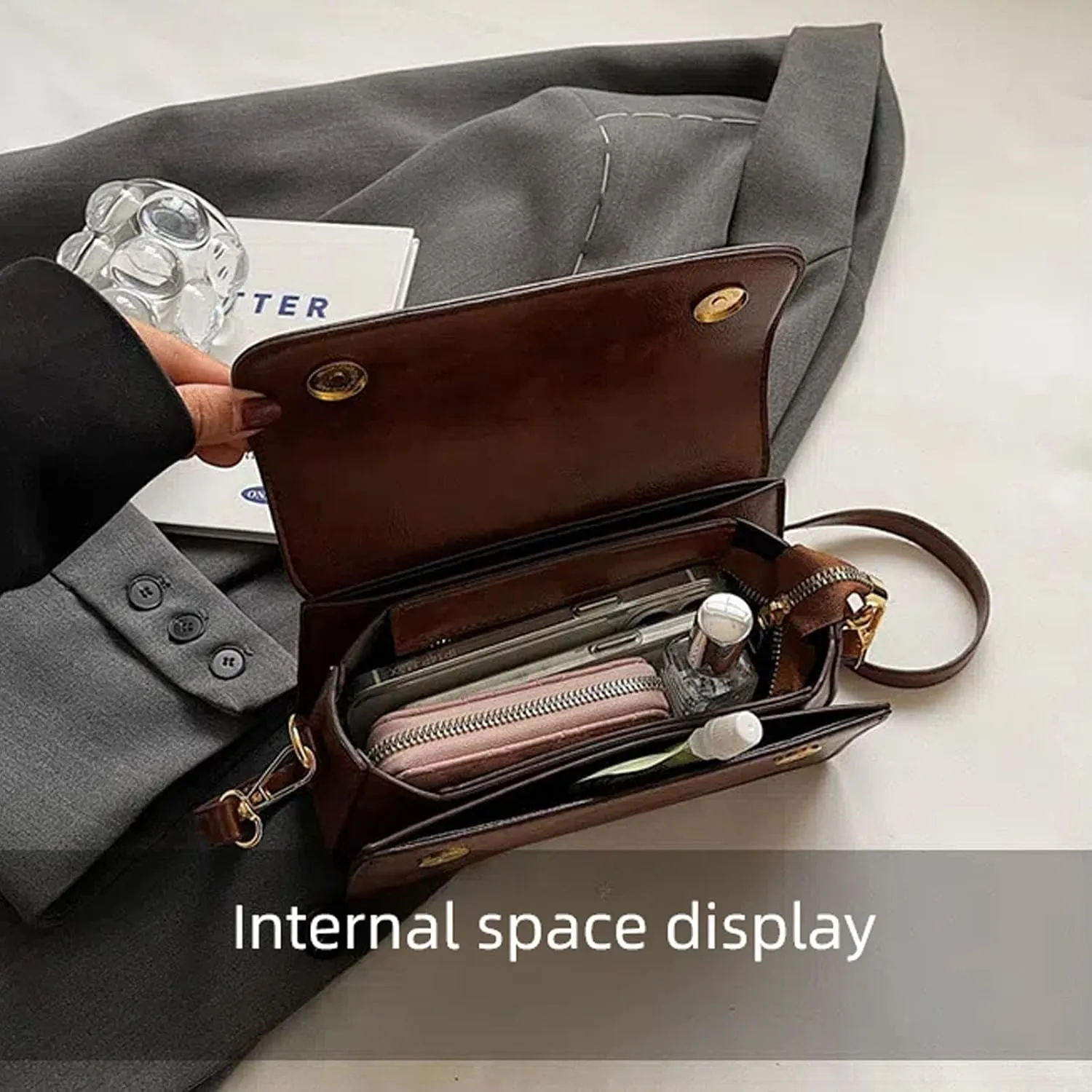Shoulder Bags Retro Classic Purse Clutch Shoulder Simple HandBag with Zipper Closure Crossbody for Women