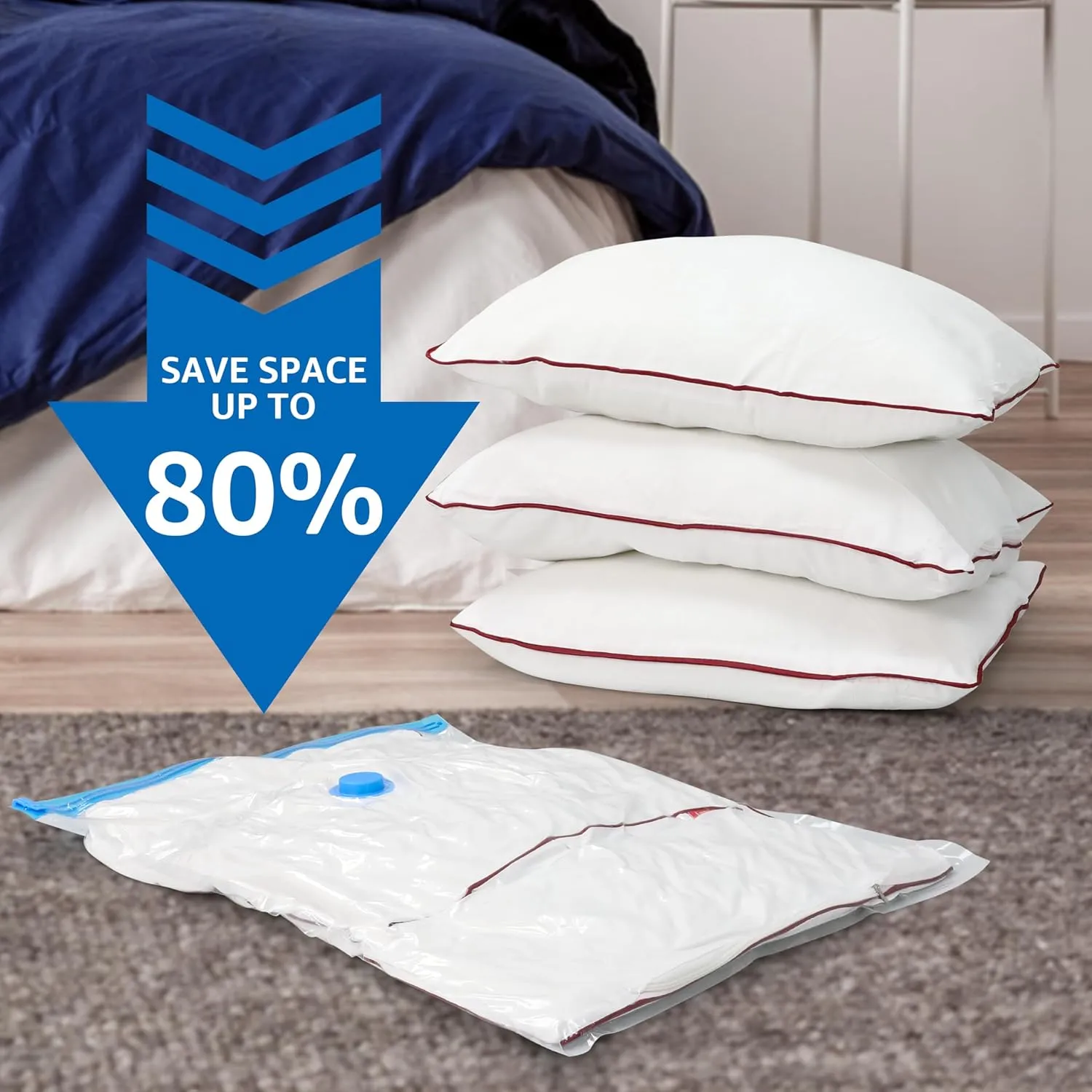 Simple Deluxe Vacuum Storage Bags 20 Pack, Space Saver Bags with Hand Pump, Vacuum Seal Bags for Clothing Travel, Comforters, Blankets, Bedding, Pillows (4 Jumbo/4 Large/4 Medium/4 Small/4 Roll M)