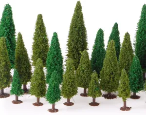 Skylety 35 Pcs Model Trees 2.16in-4.9in Green Train Scenery Landscape Pine Miniature Diorama Trees Mixed Model Bottle Brush Plants for Road Architecture Building DIY Decoration Gift