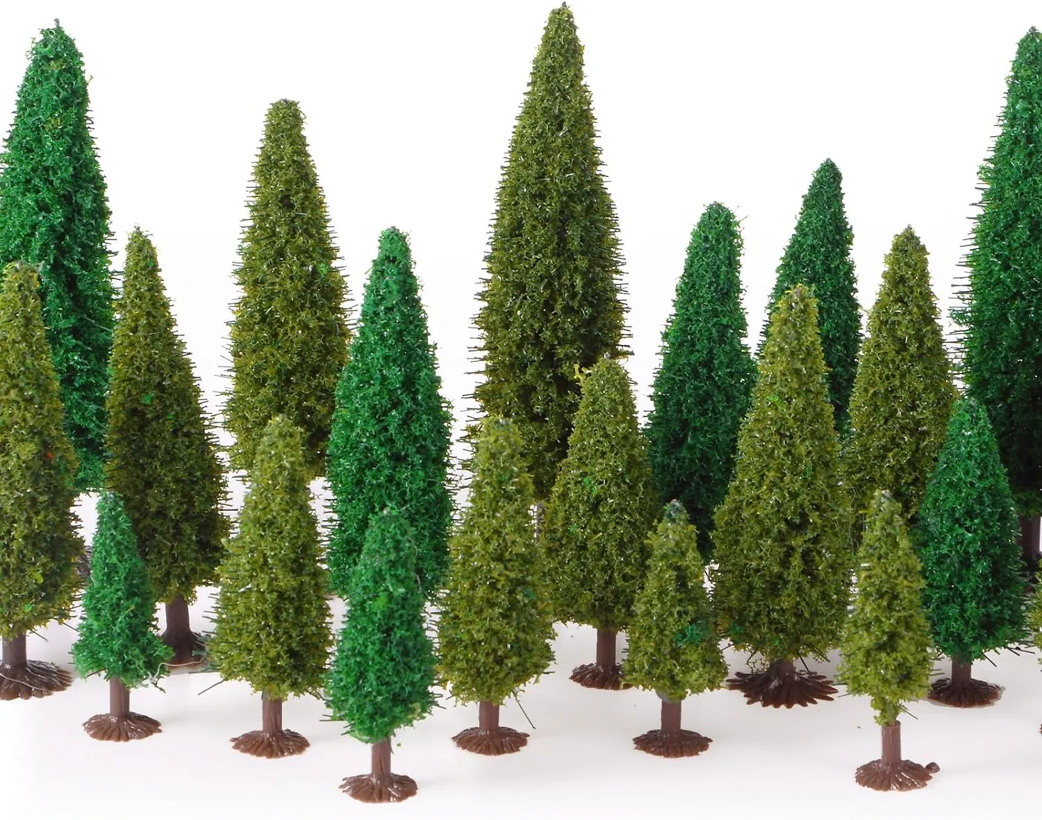 Skylety 35 Pcs Model Trees 2.16in-4.9in Green Train Scenery Landscape Pine Miniature Diorama Trees Mixed Model Bottle Brush Plants for Road Architecture Building DIY Decoration Gift