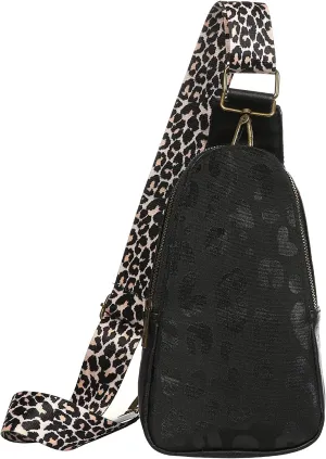 Sling Bag for Women Crossbody Sling Backpack Chest Bags with Leopard Strap Sash Purse for Traveling Hiking