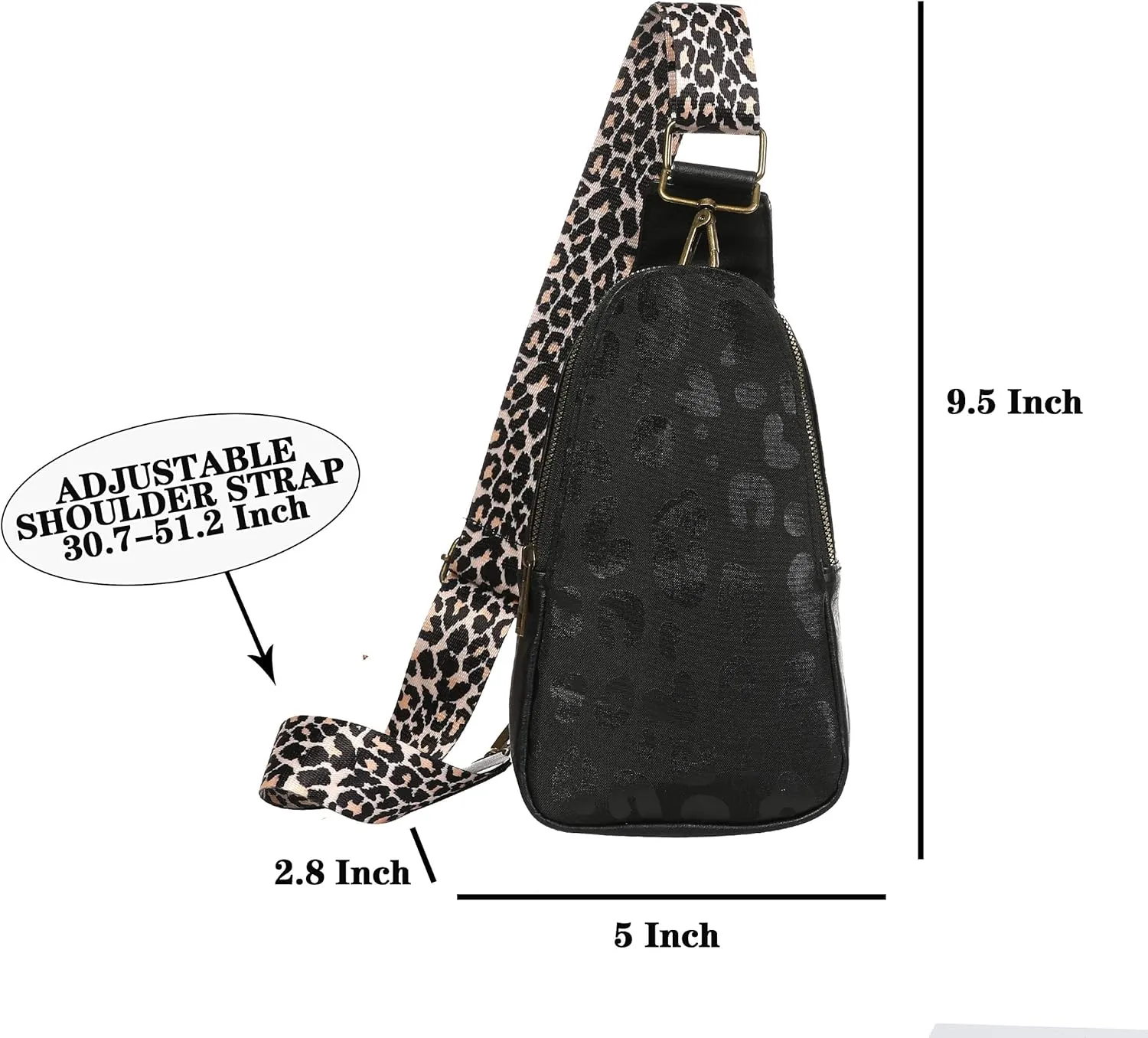 Sling Bag for Women Crossbody Sling Backpack Chest Bags with Leopard Strap Sash Purse for Traveling Hiking