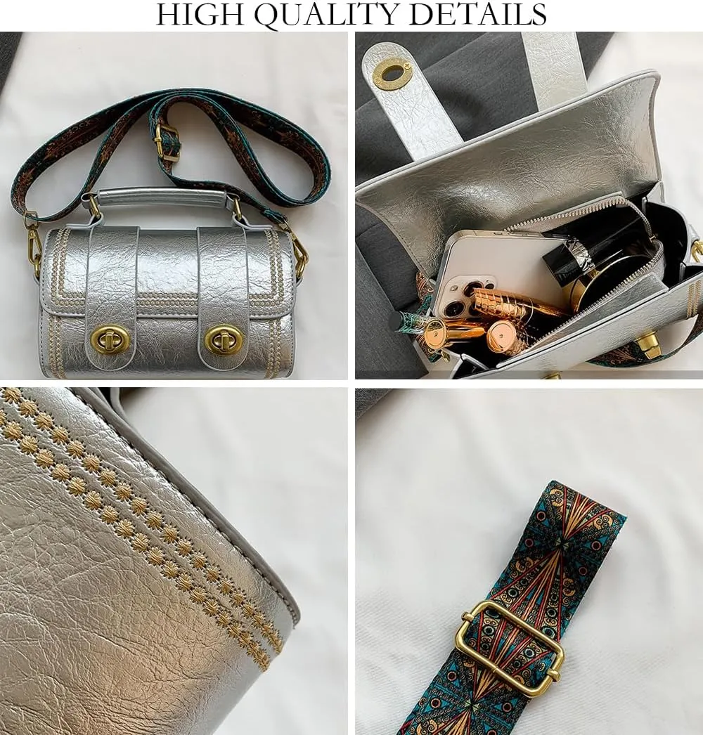 Small Crossbody Bags for Women Vintage Hobo Shoulder Handbag with Guitar Strap Crossbody Mobile Phone Purse