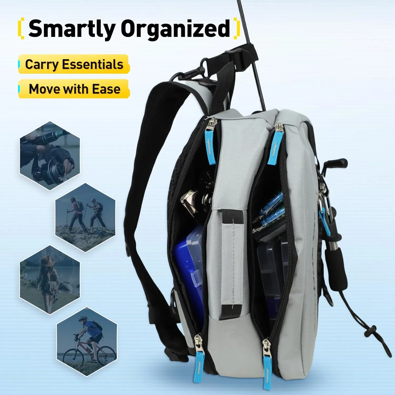 Small Fishing Bag with Rod Strap, Portable & Lightweight, Fish Small Tackle bag – Fits Tackle Boxes & Gear,Move Freely, Cast Smoothly - Fishing Gifts for Men