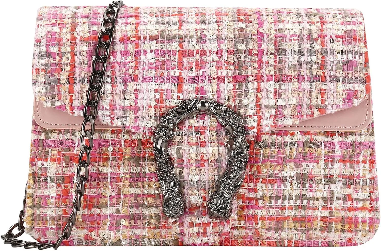 Small Quilted Crossbody Bag for Women Trendy Cute Ladies Shoulder Evening Bag Clutch with Chain Designer Tweed Purses