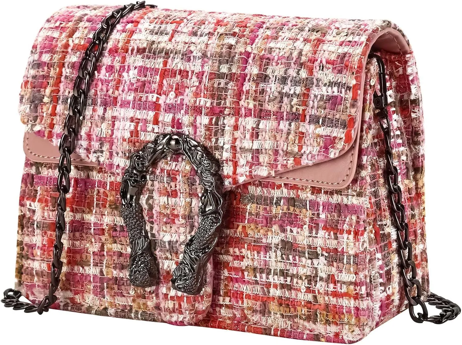 Small Quilted Crossbody Bag for Women Trendy Cute Ladies Shoulder Evening Bag Clutch with Chain Designer Tweed Purses
