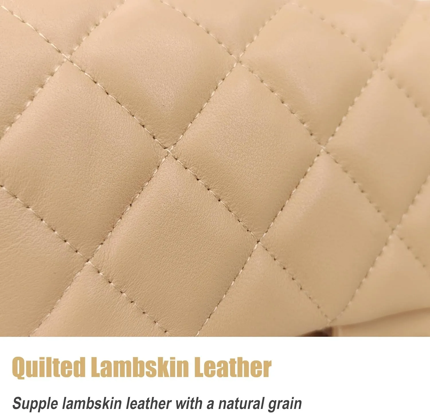 Small Quilted Crossbody Bags for Women, Genuine Leather Shoulder Bag w/Gold Chain Strap, Soft Mini Top Handle Flap Purse