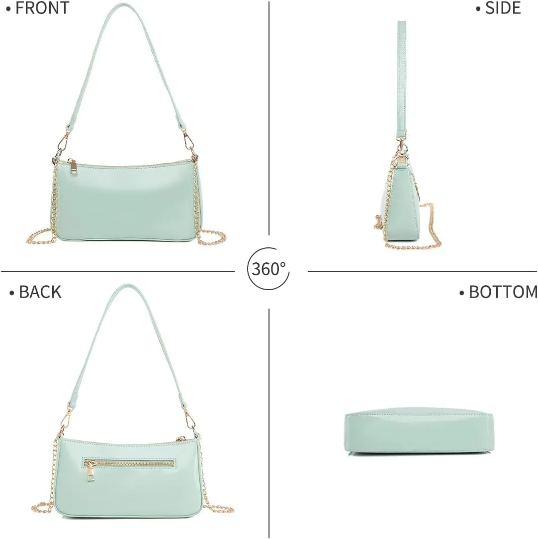 Small Shoulder Bag for Women Trendy Purse Retro Vegan Leather Hobo Purses Clutch Tote HandBags with Zipper Closure