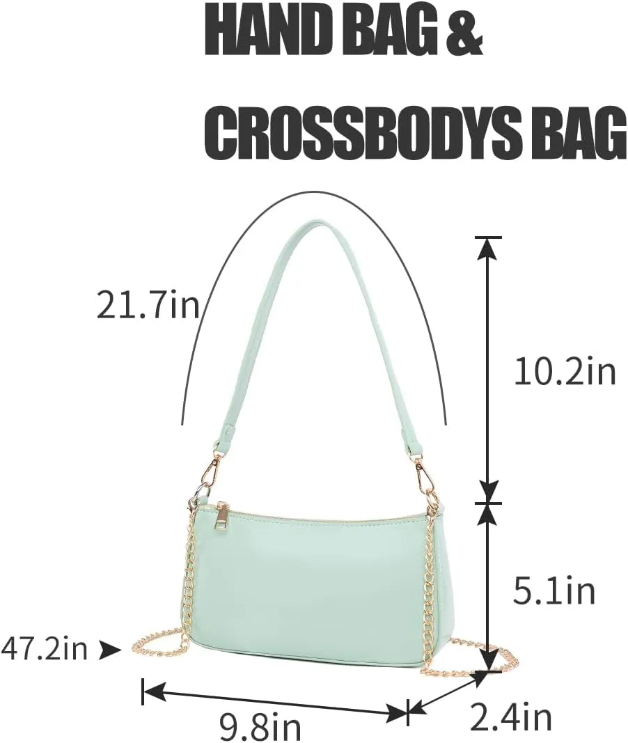 Small Shoulder Bag for Women Trendy Purse Retro Vegan Leather Hobo Purses Clutch Tote HandBags with Zipper Closure